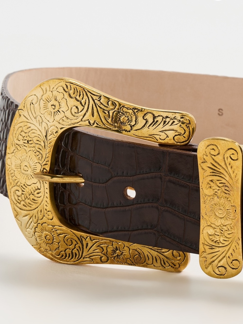 L'agence ximena belt chocolate croc embossed
